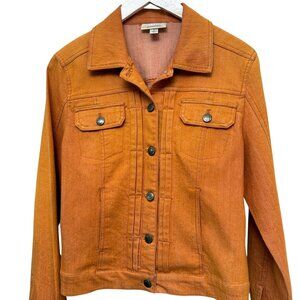 Dressbarn Jean Jacket Medium Orange Stretch Denim Casual Womens Autumn